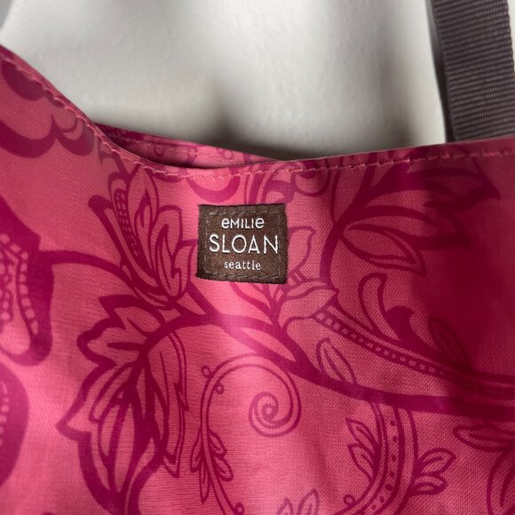 emilie Sloan Seattle Red Floral Tote Bag 16" x 13" Hook & Snap Closure Rainproof - Picture 2 of 7